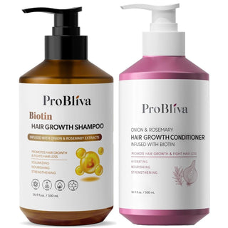 ProBliva Biotin Shampoo and Onion Conditioner Set for Thinning Hair in Adults 30+ – Strengthening Duo Reduces Shedding, Supports Fuller & Stronger Hair – Biotin + Rosemary + Onion Extracts
