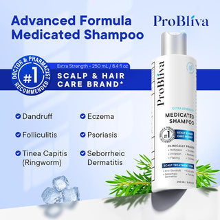 Medicated Anti-Fungal Shampoo - Extra Strength for Dandruff, Folliculitis, Psoriasis & Itchy Scalp