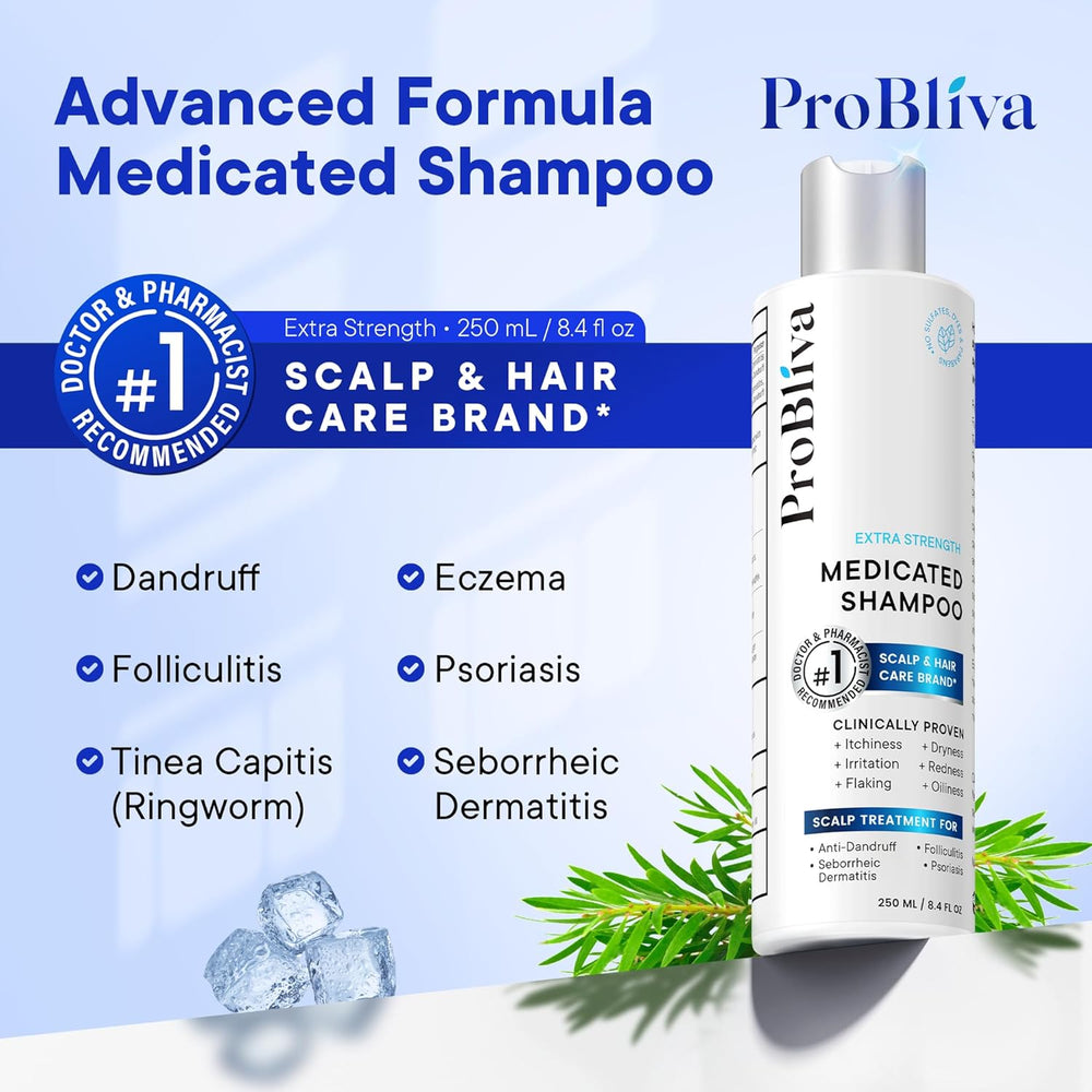 Medicated Anti-Fungal Shampoo - Extra Strength for Dandruff, Folliculitis, Psoriasis & Itchy Scalp