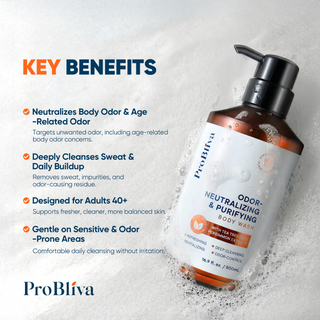 Persimmon Body Wash for Aging Odor: Purifying & Odor-Neutralizing for Older People Smell with Tea Tree Oil & Green Tea - Japanese Deodorizing Body Soap & Eliminator for Adults & Seniors