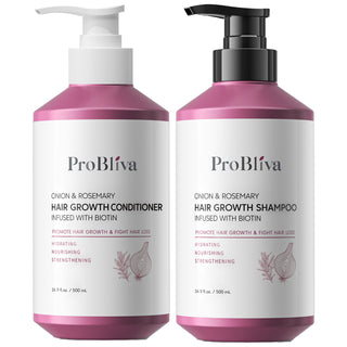 ProBliva Hair Growth Shampoo and Conditioner Set: Onion, Rosemary and Biotin Shampoo & Conditioner for Thinning Hair and Hair Loss – Strengthens, Nourishes & Promotes Thicker Hair and Healthier Scalp