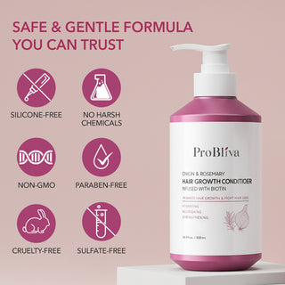 Onion & Rosemary Hair Growth Conditioner: Biotin Infused Nourishing Formula for Thinning, Dry, Breakage & Damaged Hair – Moisturizing & Strengthening Conditioner for Women and Men - 16.9 Fl Oz